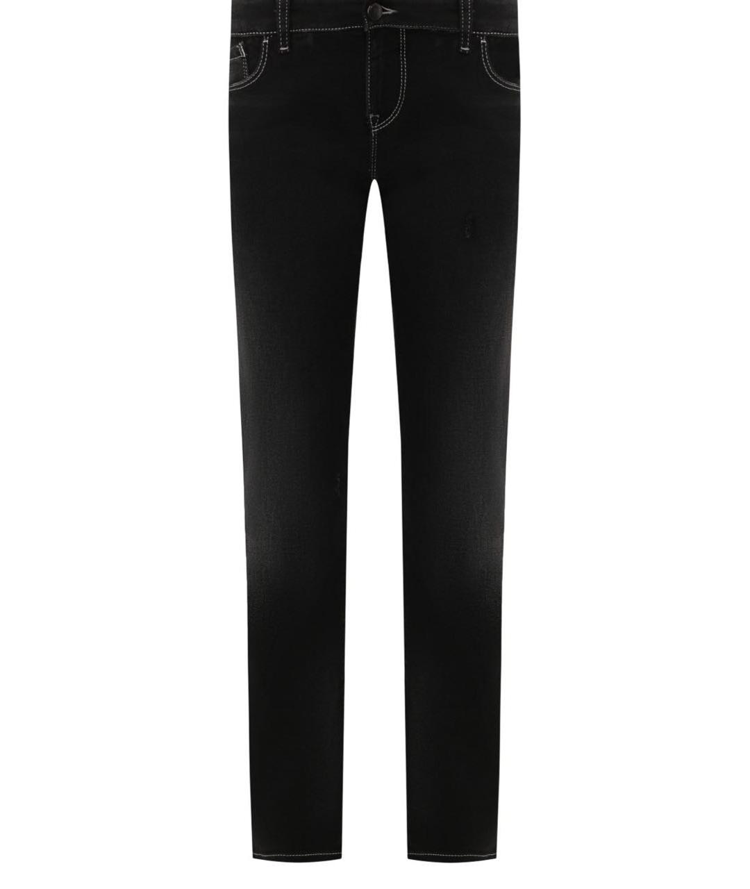 EMPORIO ARMANI Темно-синие хлопко-эластановые прямые джинсы, фото 1