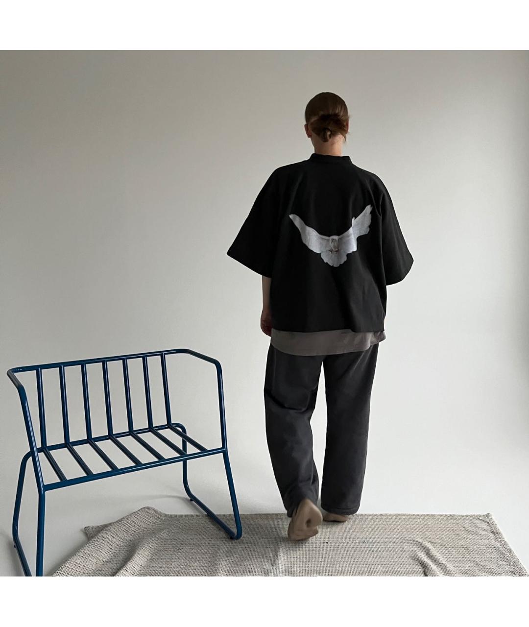 YEEZY Черная хлопковая футболка, фото 5