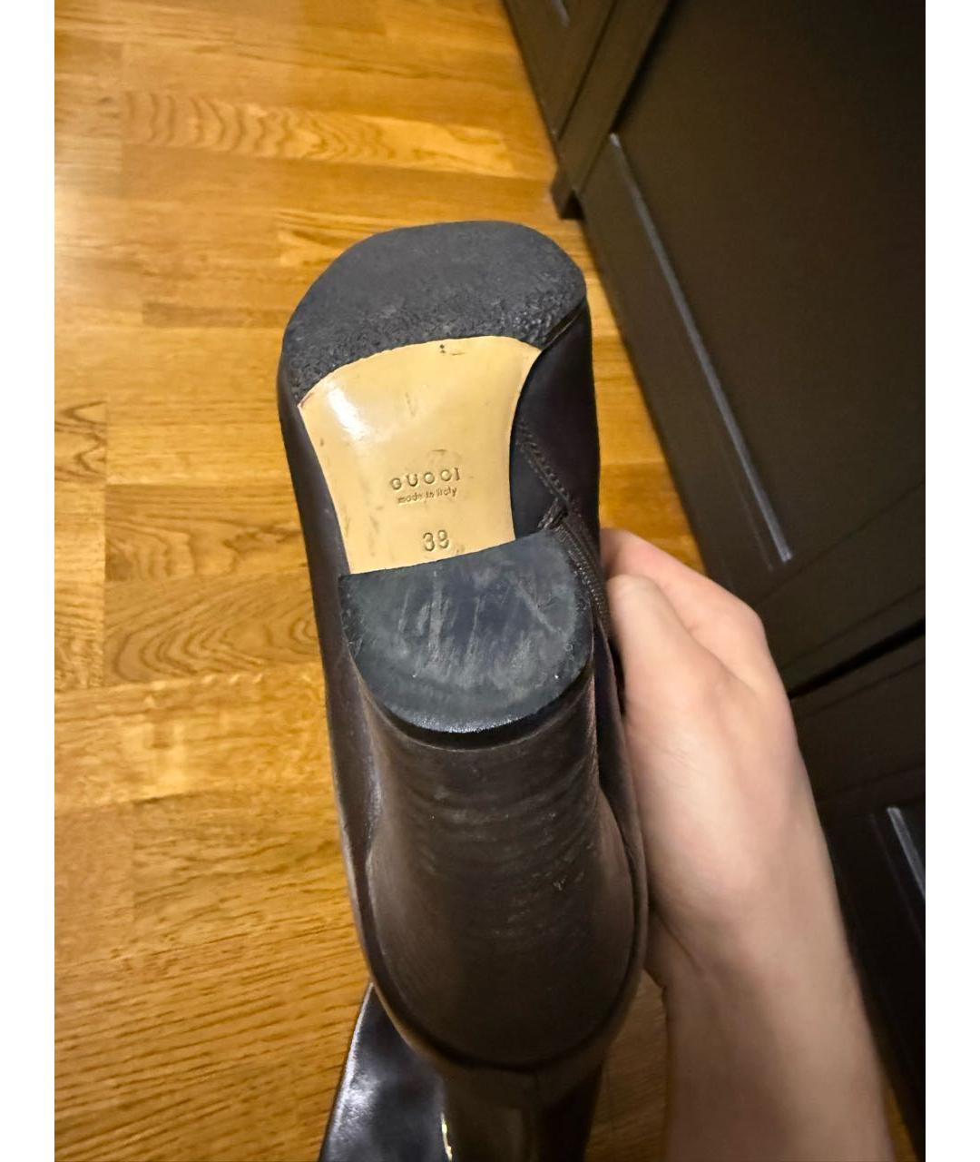 GUCCI Черные кожаные сапоги, фото 8