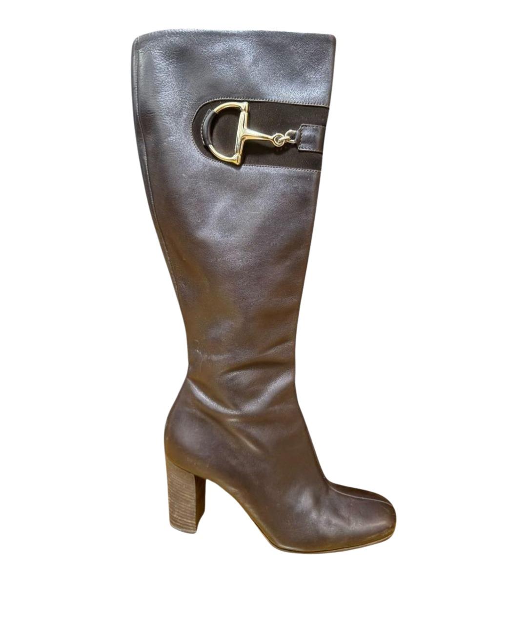 GUCCI Черные кожаные сапоги, фото 1