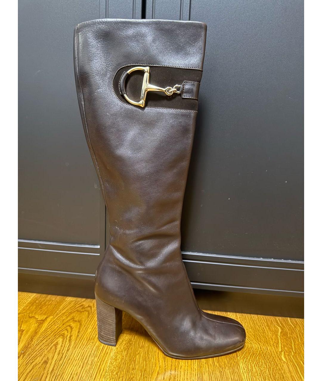 GUCCI Черные кожаные сапоги, фото 9