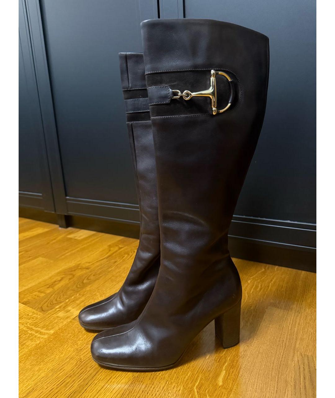 GUCCI Черные кожаные сапоги, фото 5