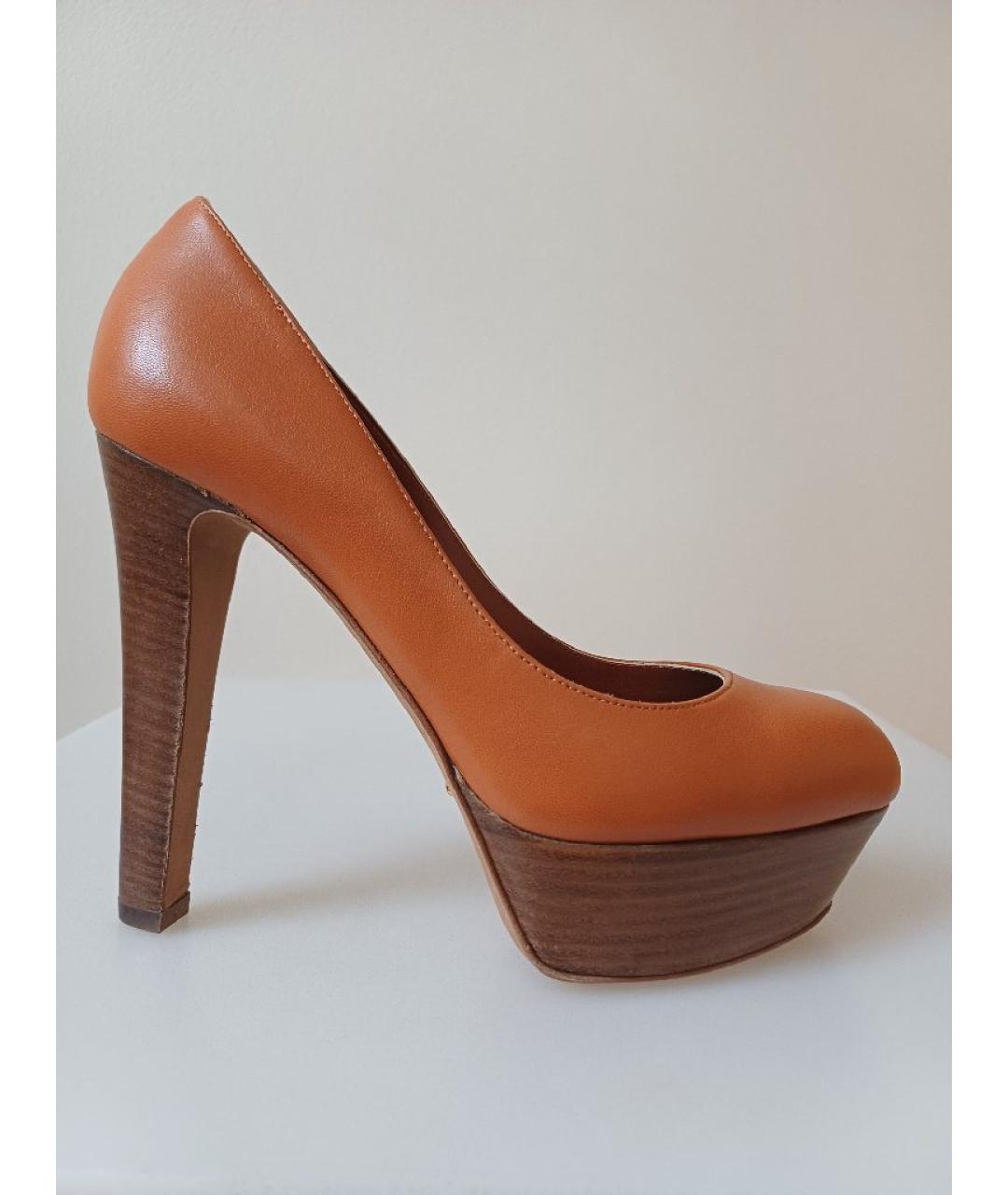 SERGIO ROSSI Оранжевое кожаные туфли, фото 10