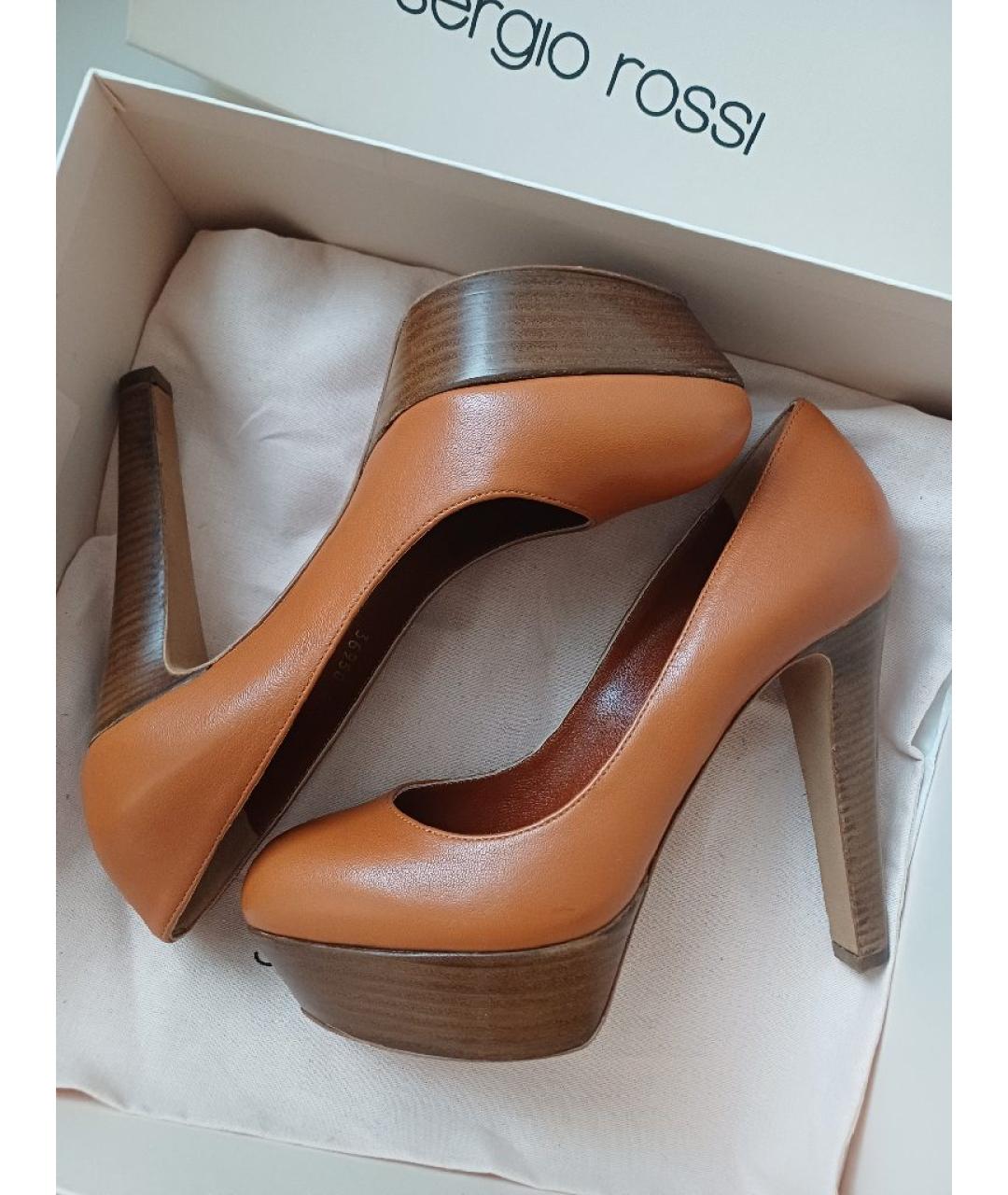 SERGIO ROSSI Оранжевое кожаные туфли, фото 2