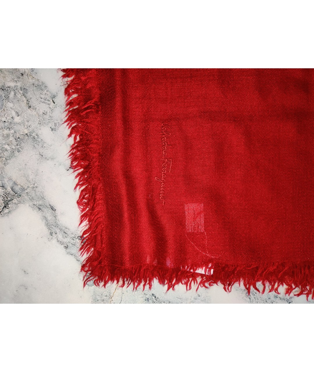 SALVATORE FERRAGAMO Красный кашемировый шарф, фото 2