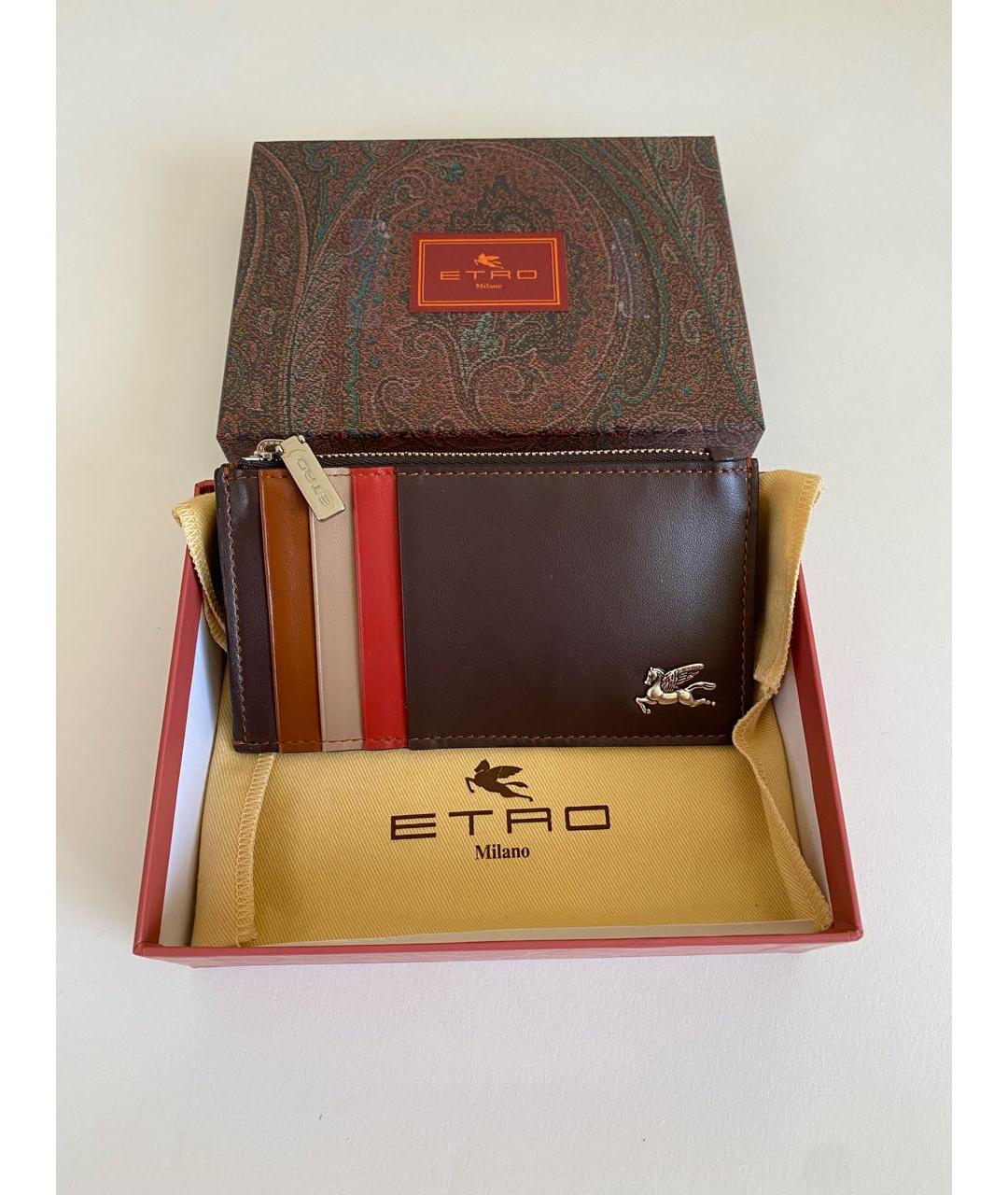 ETRO Коричневый кожаный кардхолдер, фото 4