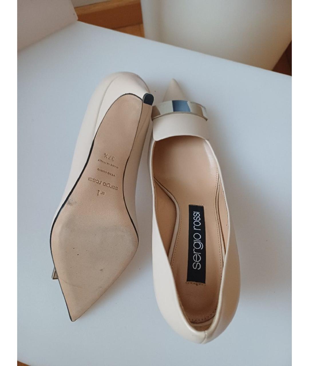 SERGIO ROSSI Бежевые кожаные туфли, фото 9