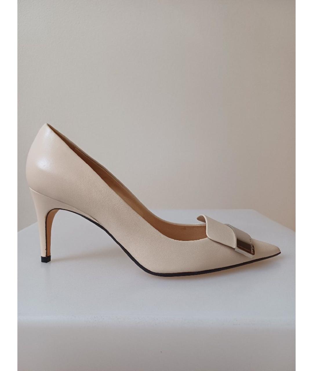 SERGIO ROSSI Бежевые кожаные туфли, фото 10