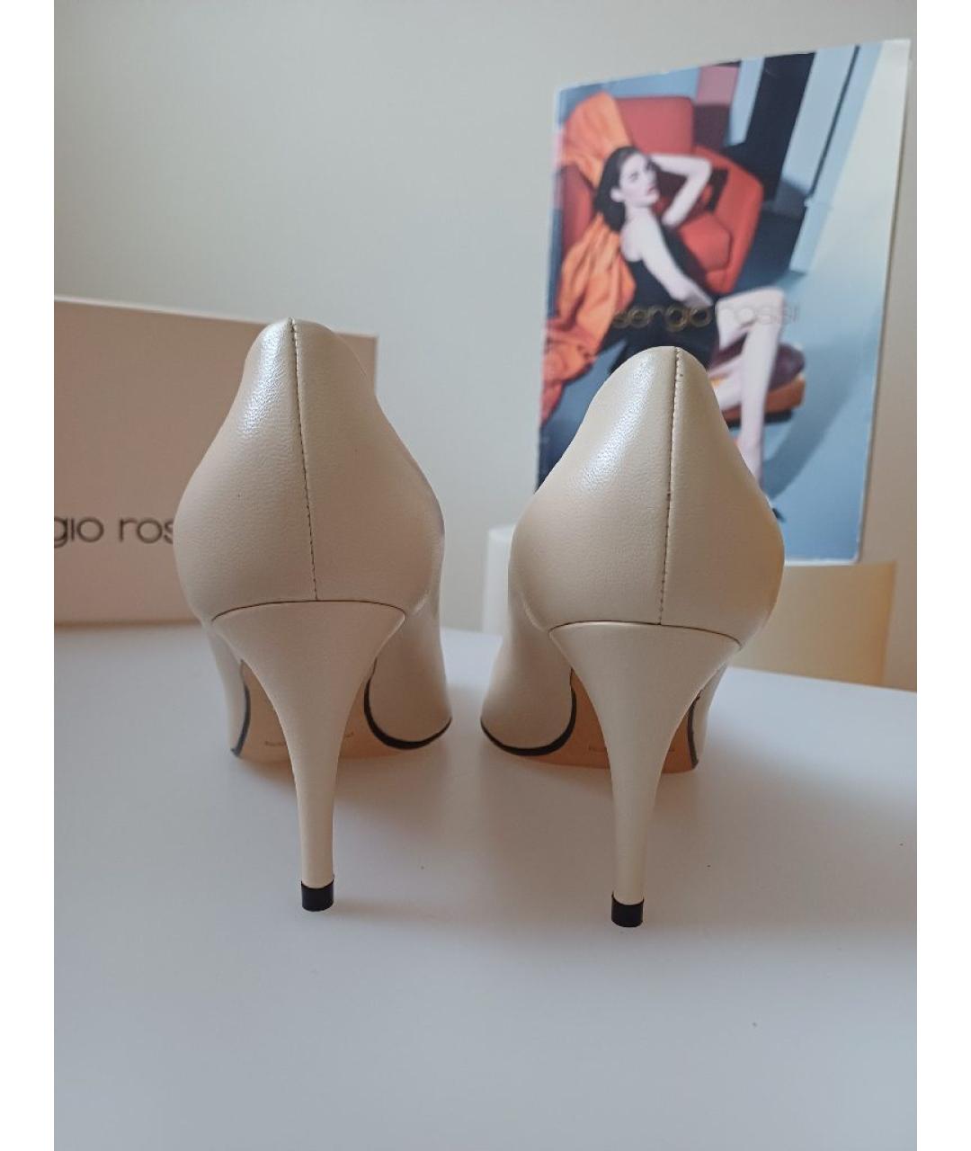 SERGIO ROSSI Бежевые кожаные туфли, фото 8
