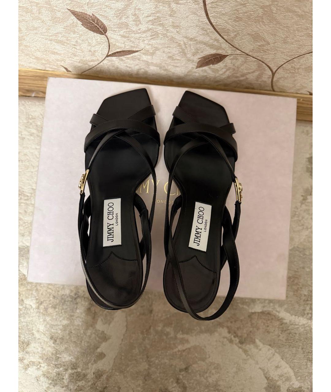 JIMMY CHOO Черные кожаные босоножки, фото 4