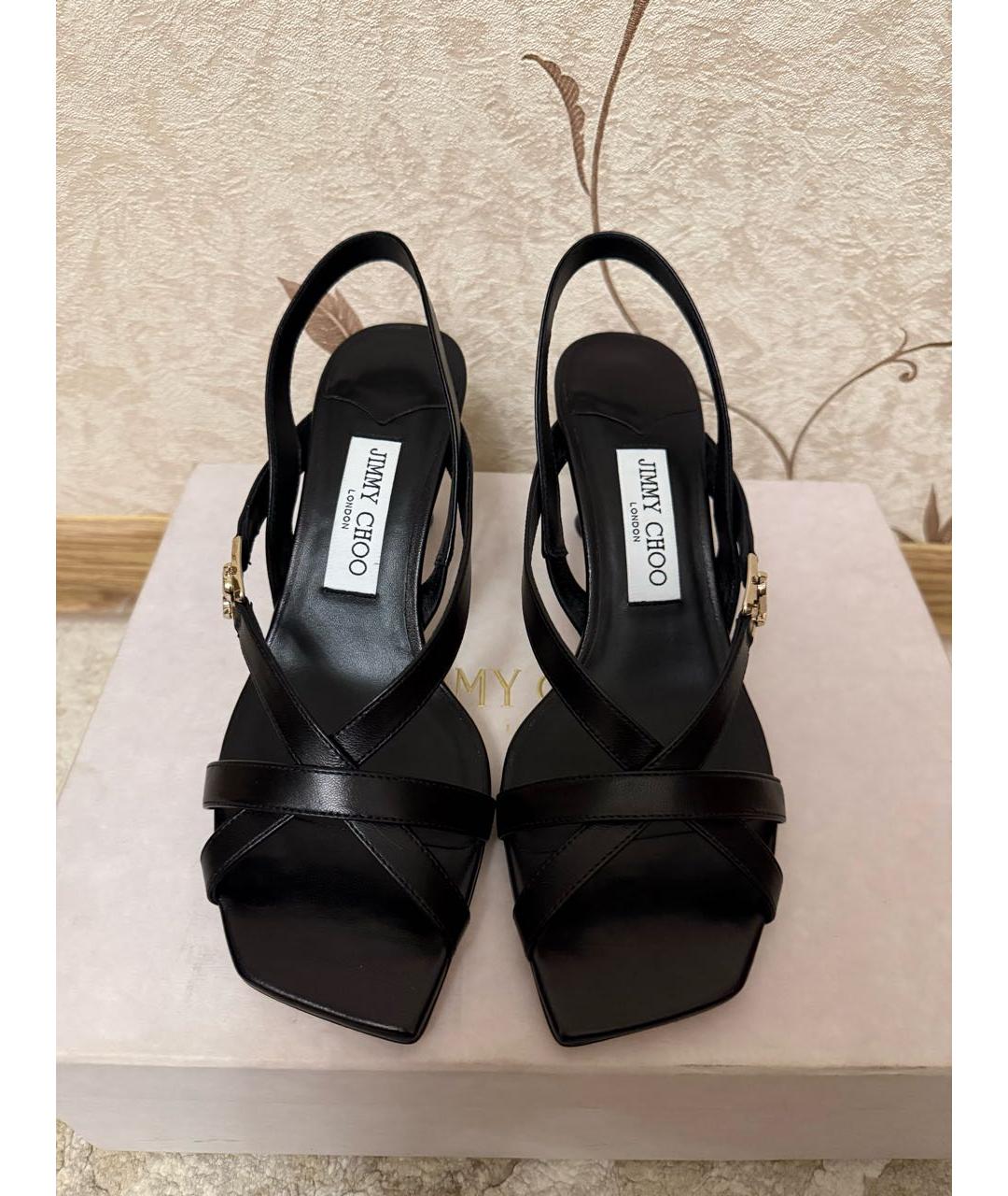 JIMMY CHOO Черные кожаные босоножки, фото 3