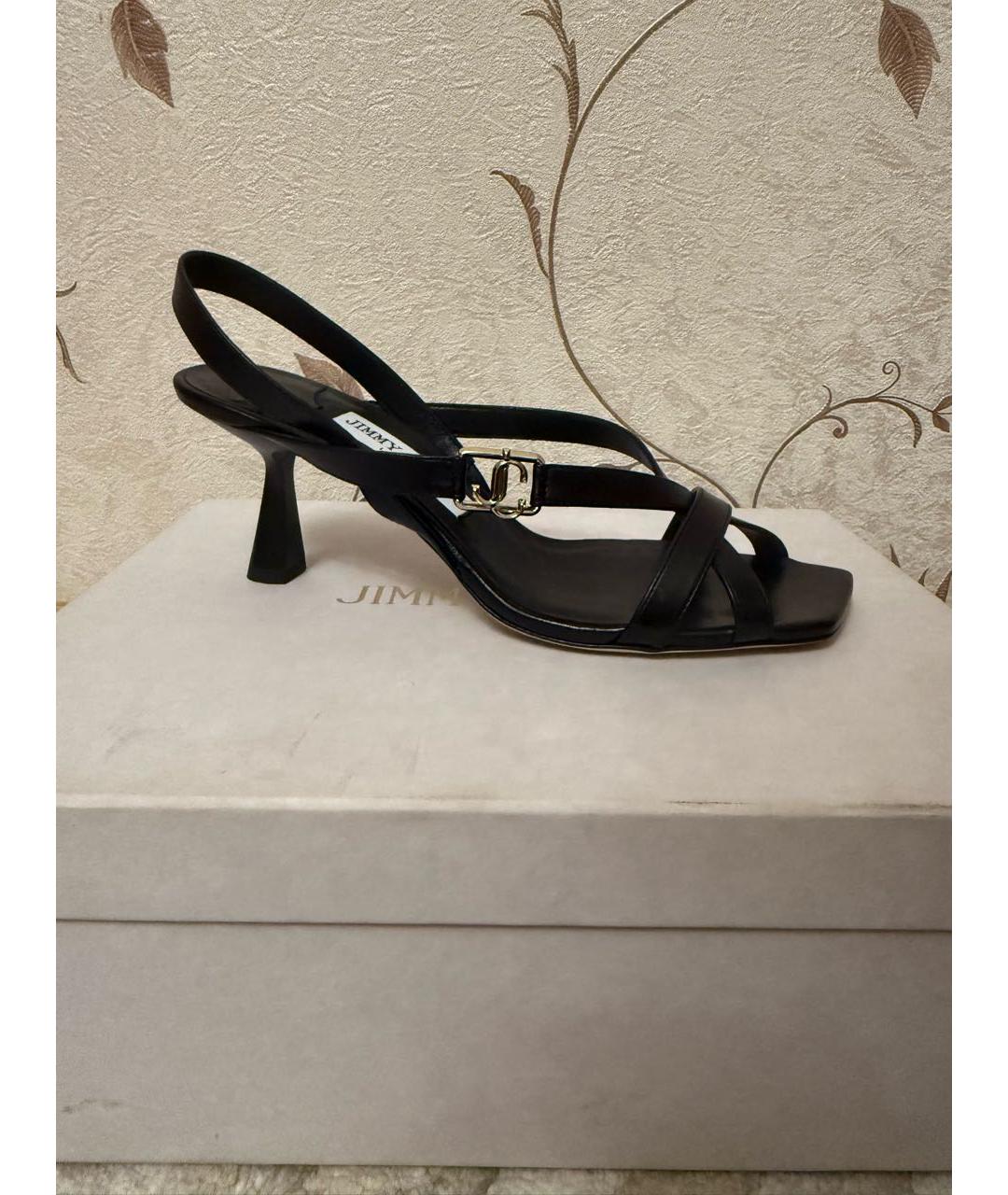 JIMMY CHOO Черные кожаные босоножки, фото 6