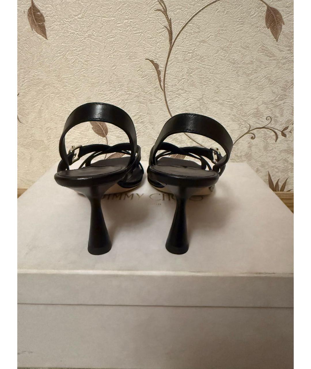 JIMMY CHOO Черные кожаные босоножки, фото 2