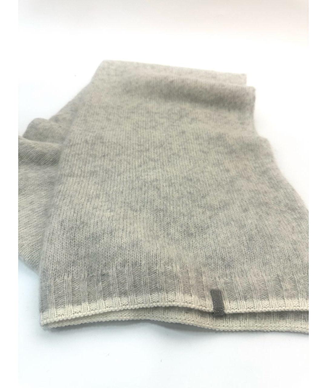 BRUNELLO CUCINELLI Бежевый шерстяной шарф, фото 8