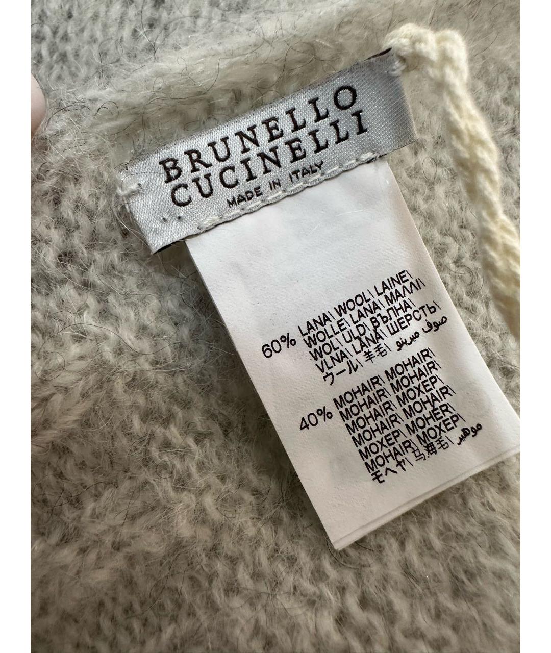 BRUNELLO CUCINELLI Бежевый шерстяной шарф, фото 3