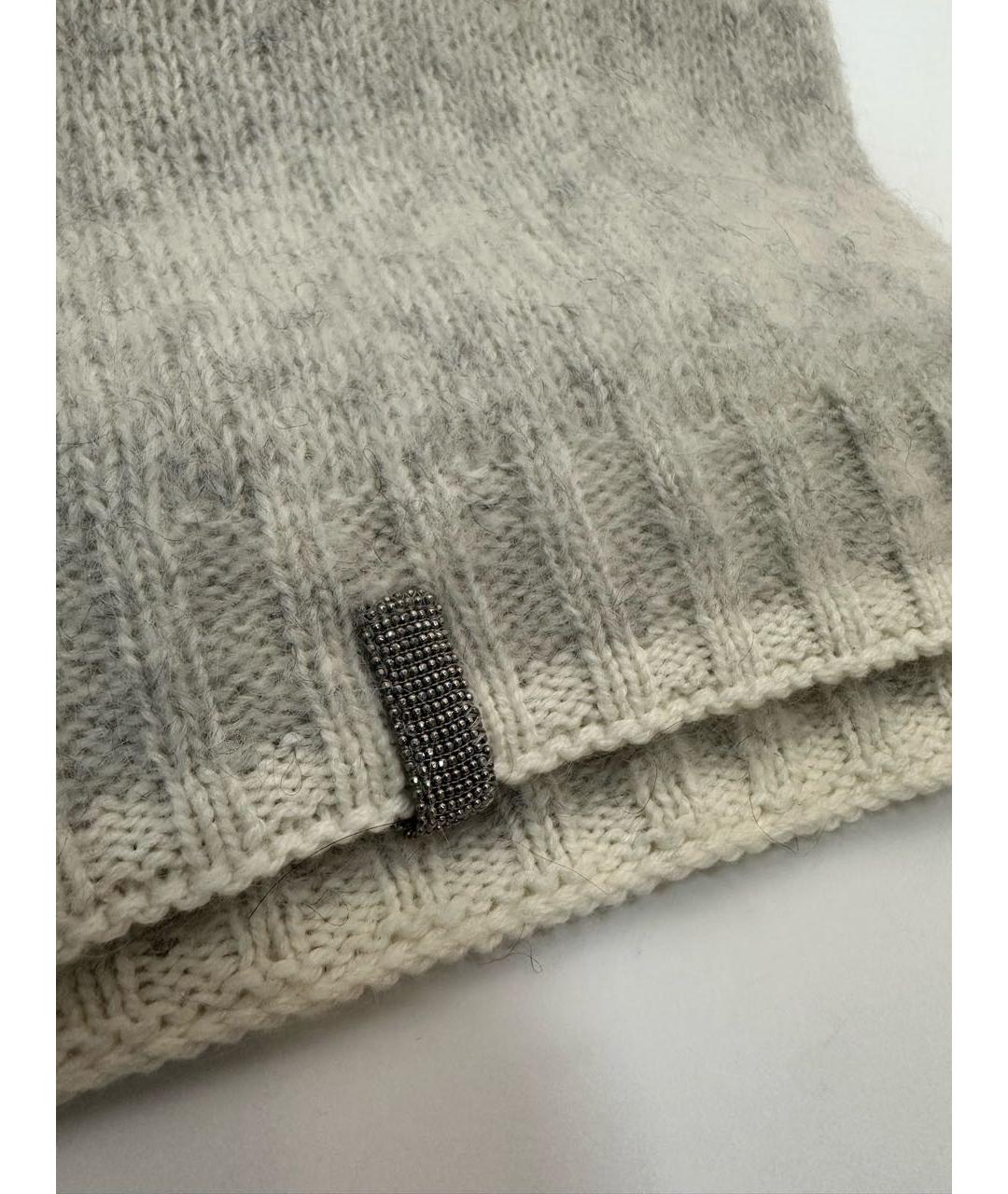 BRUNELLO CUCINELLI Бежевый шерстяной шарф, фото 4