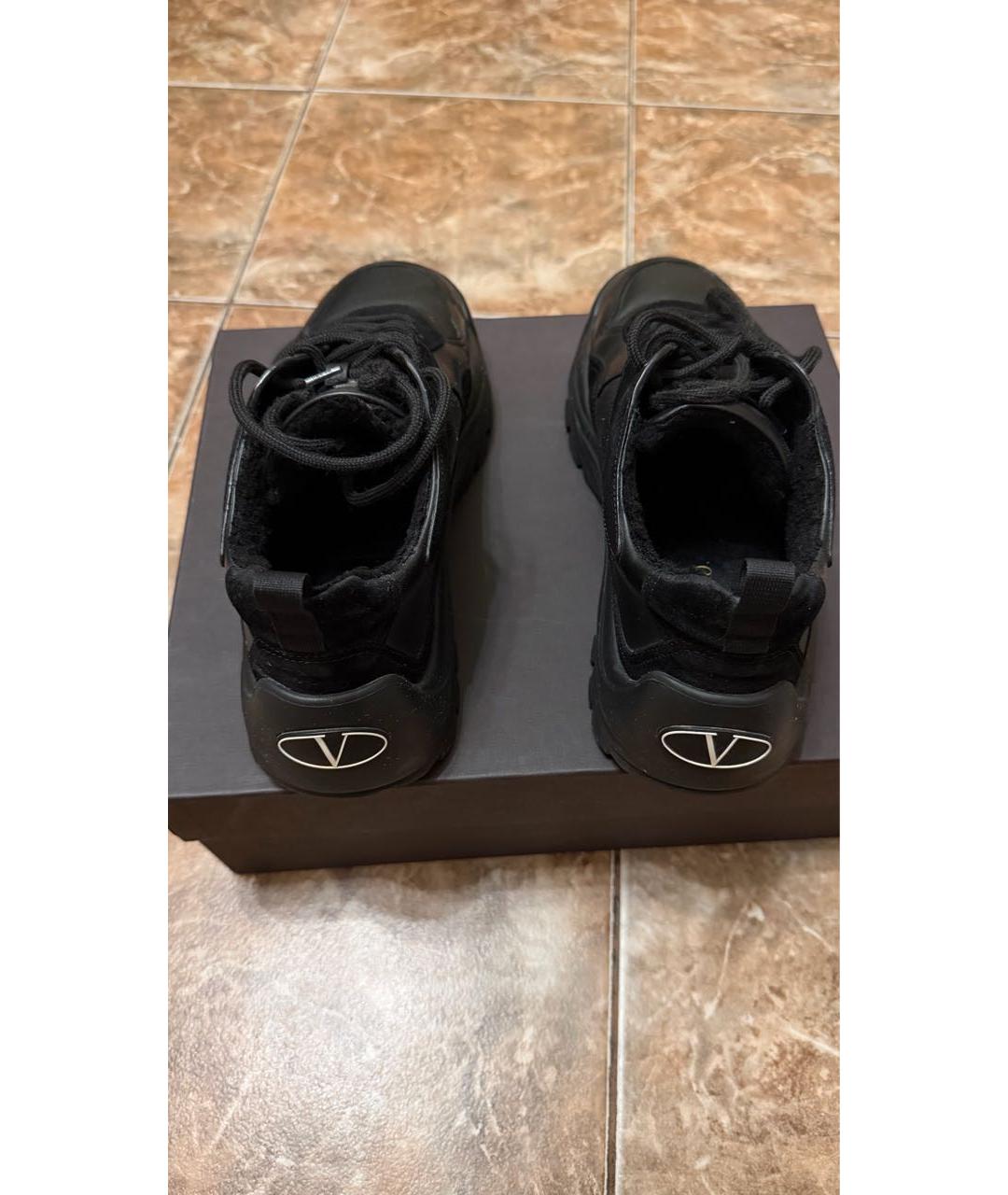 VALENTINO Черные кожаные низкие кроссовки / кеды, фото 4