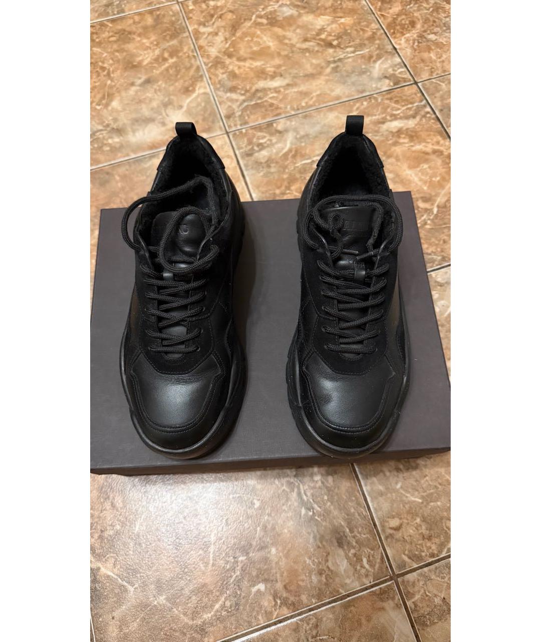 VALENTINO Черные кожаные низкие кроссовки / кеды, фото 2