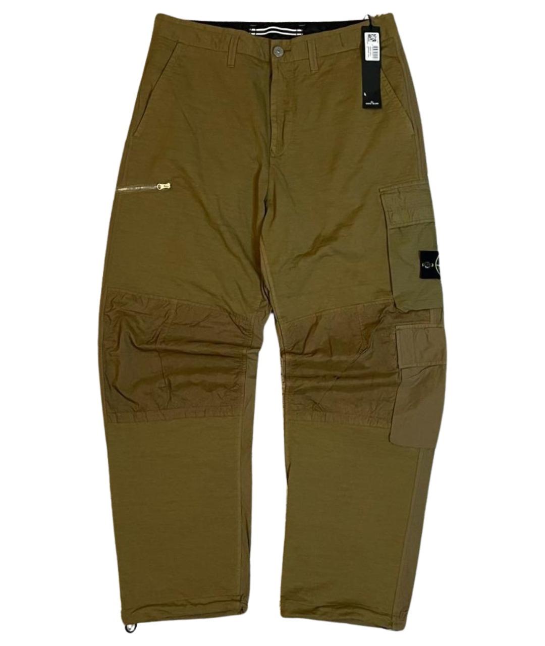 STONE ISLAND Хаки синтетические повседневные брюки, фото 1