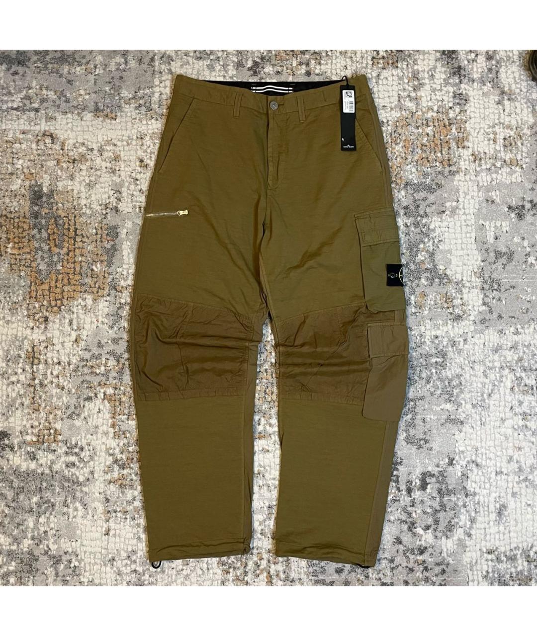 STONE ISLAND Хаки синтетические повседневные брюки, фото 9