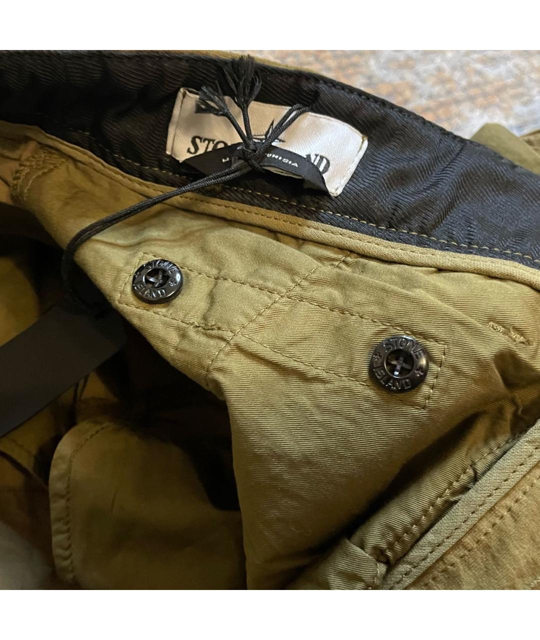 STONE ISLAND Хаки синтетические повседневные брюки, фото 3