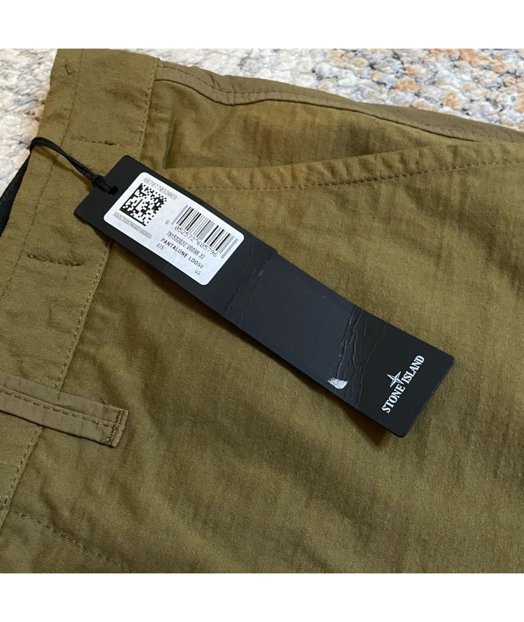 STONE ISLAND Хаки синтетические повседневные брюки, фото 5
