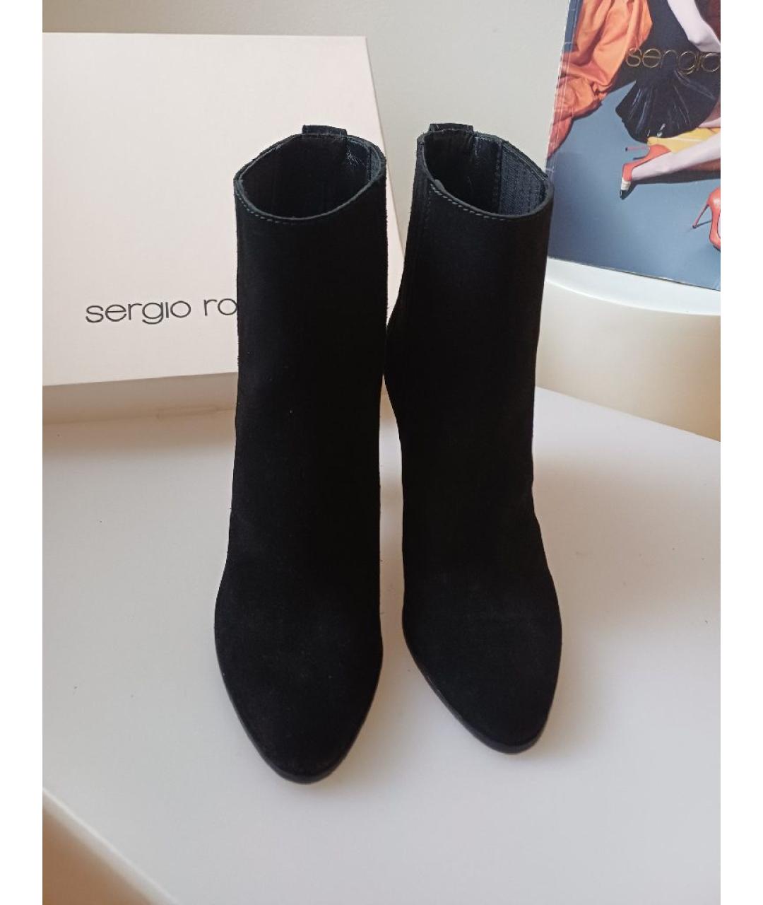 SERGIO ROSSI Черные замшевые ботильоны, фото 6