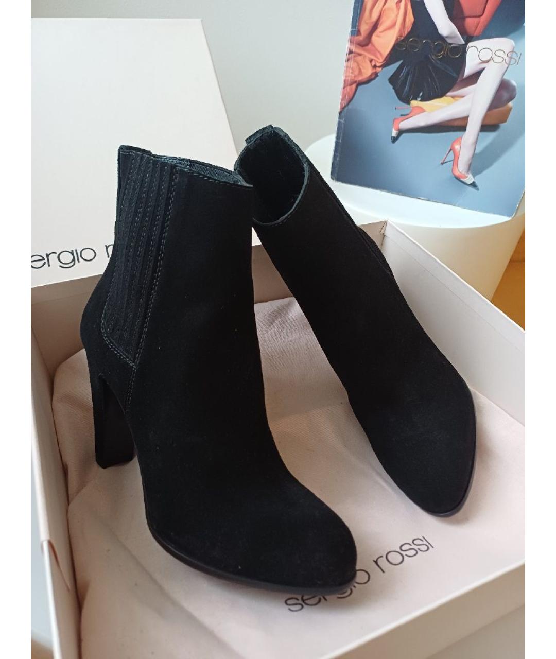 SERGIO ROSSI Черные замшевые ботильоны, фото 3