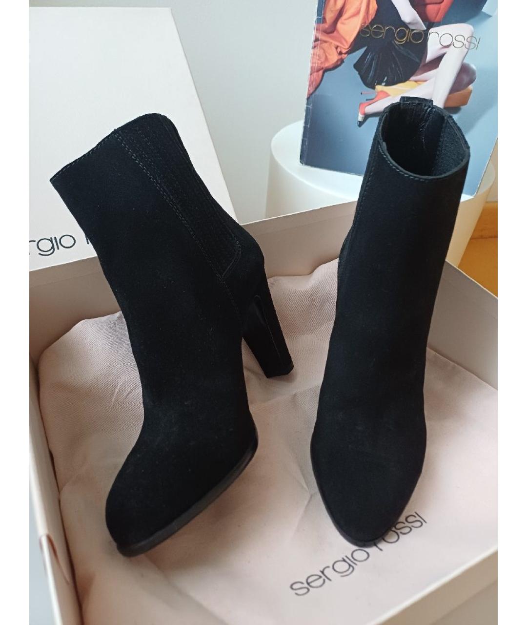 SERGIO ROSSI Черные замшевые ботильоны, фото 4