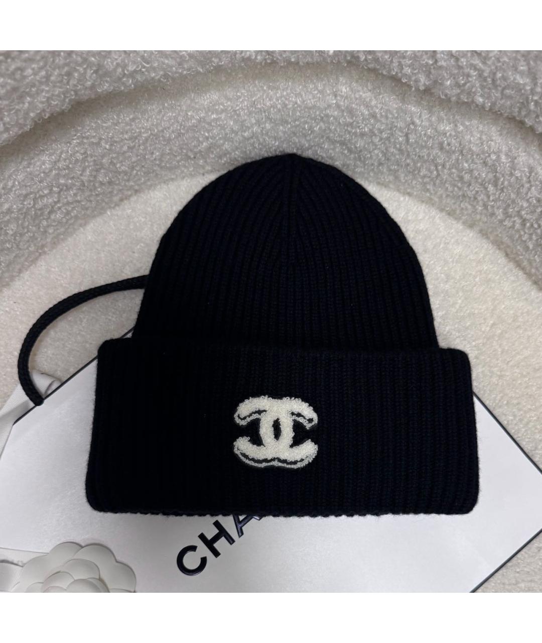 CHANEL Черная кашемировая шапка, фото 6