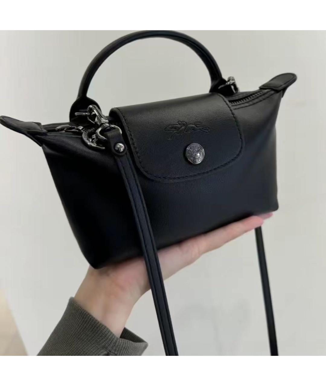 LONGCHAMP Черная кожаная сумка через плечо, фото 5