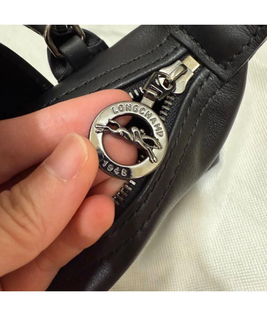 LONGCHAMP Черная кожаная сумка через плечо, фото 8