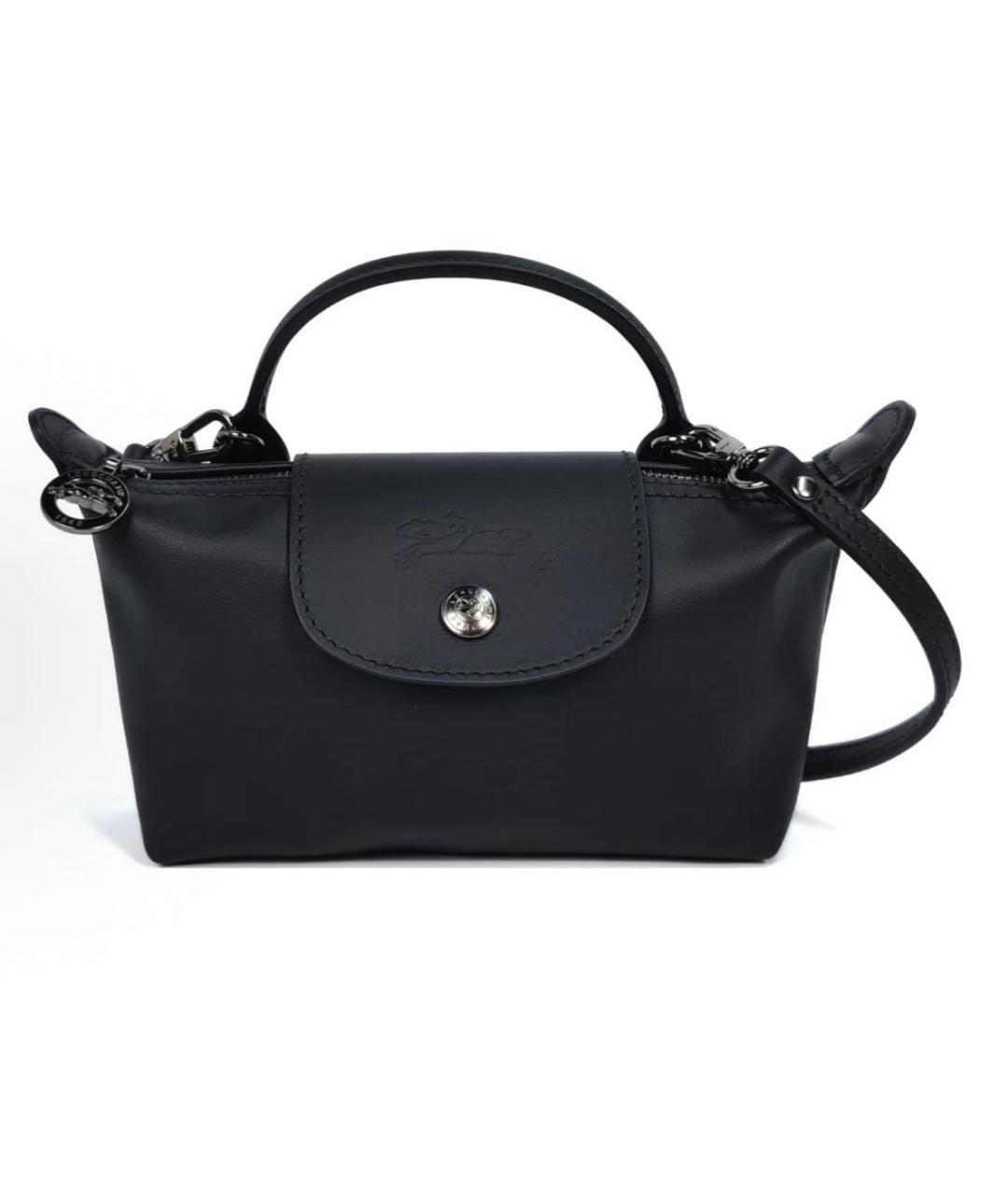 LONGCHAMP Черная кожаная сумка через плечо, фото 9