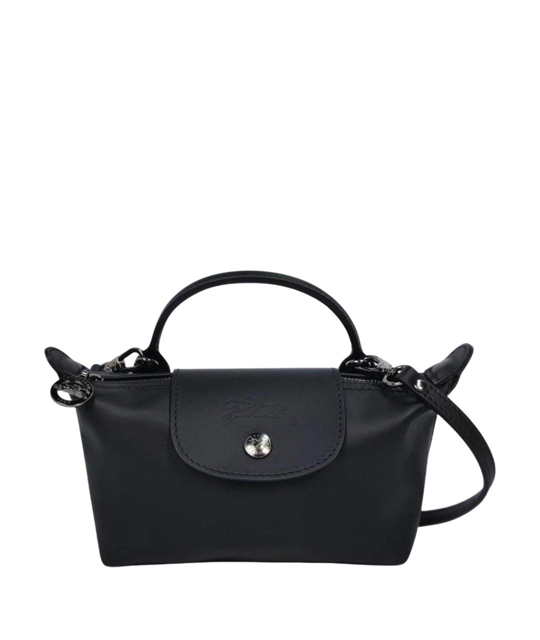LONGCHAMP Черная кожаная сумка через плечо, фото 1