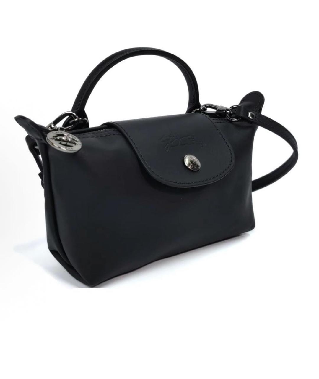 LONGCHAMP Черная кожаная сумка через плечо, фото 2