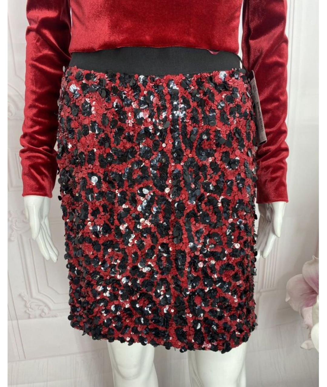 DOLCE&GABBANA Бордовая шелковая юбка мини, фото 6