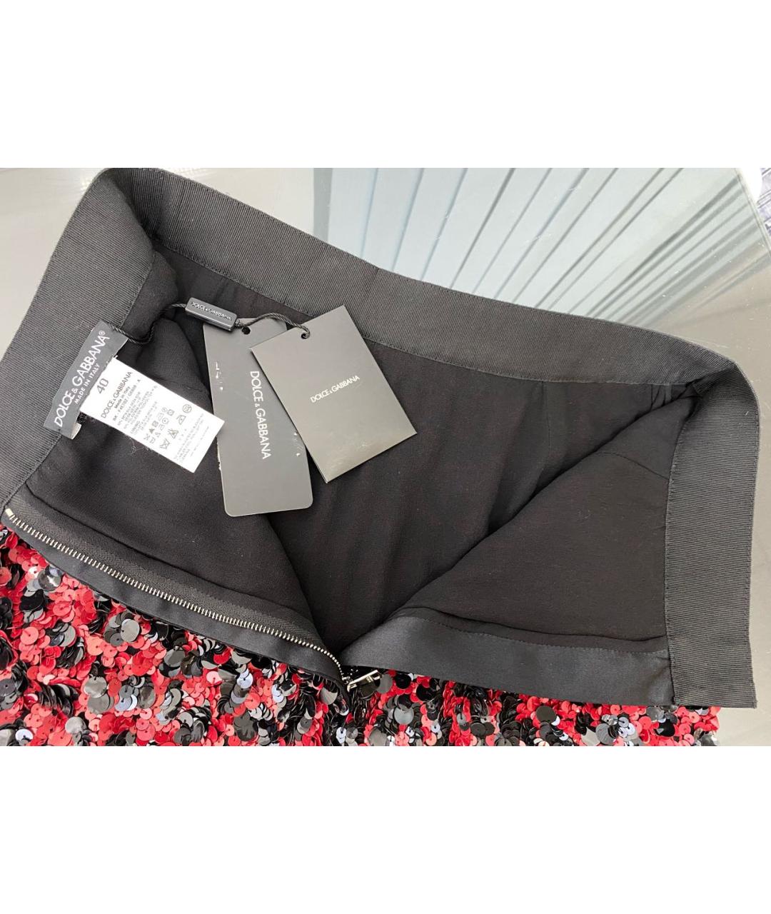 DOLCE&GABBANA Бордовая шелковая юбка мини, фото 3