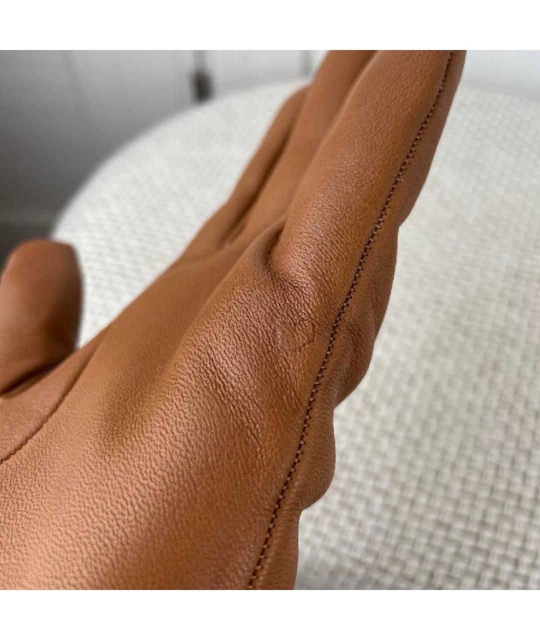 HERMES Коричневые кожаные перчатки, фото 9