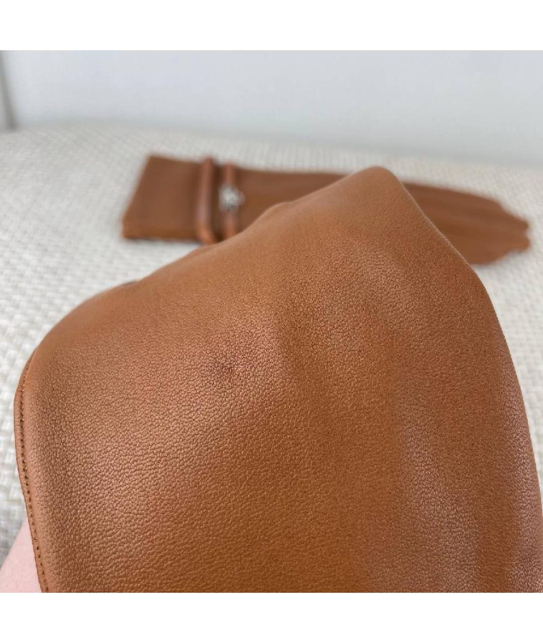 HERMES Коричневые кожаные перчатки, фото 8