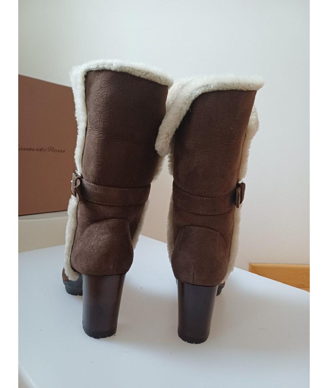 GIANVITO ROSSI Коричневые замшевые полусапоги, фото 8