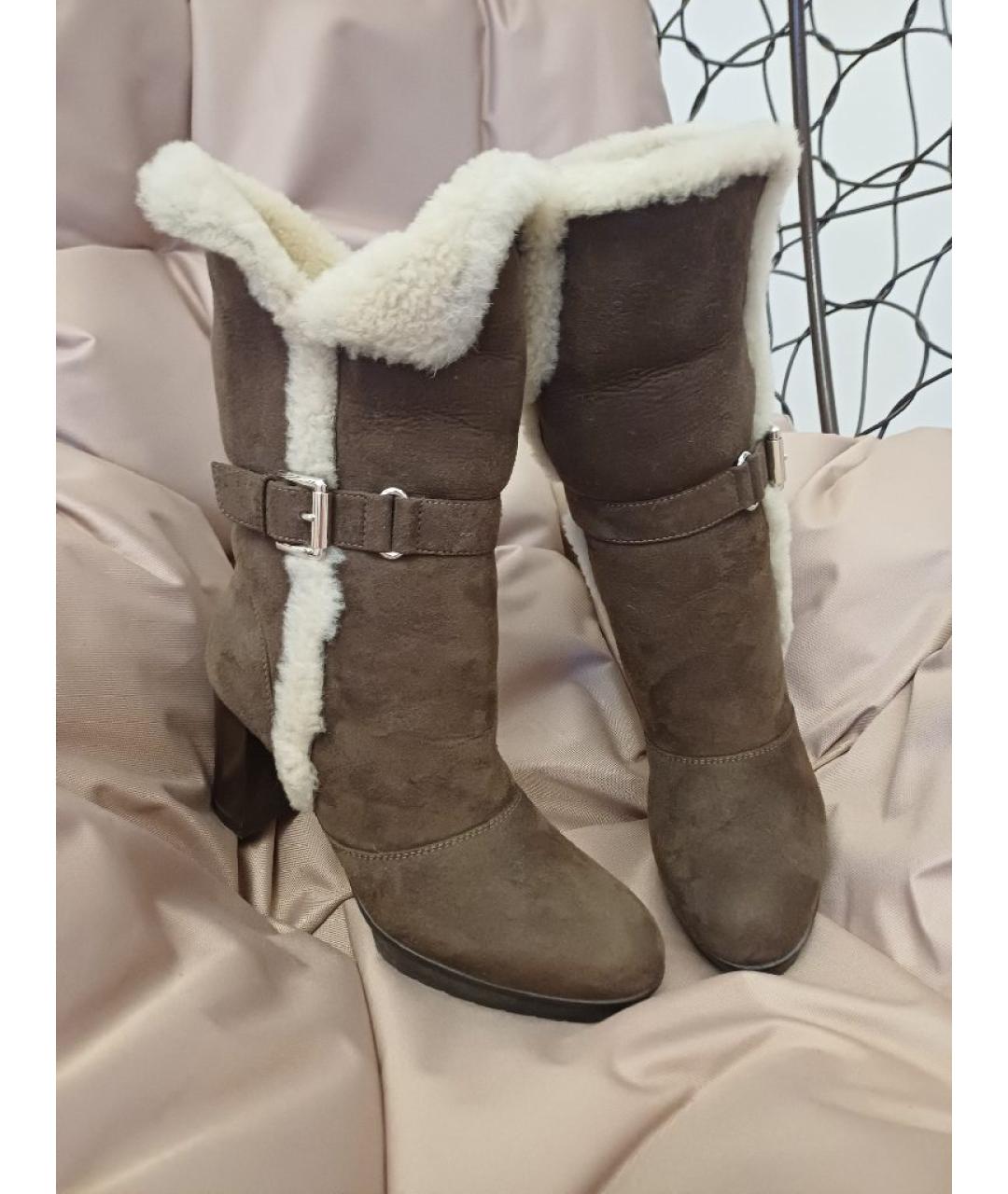 GIANVITO ROSSI Коричневые замшевые полусапоги, фото 2