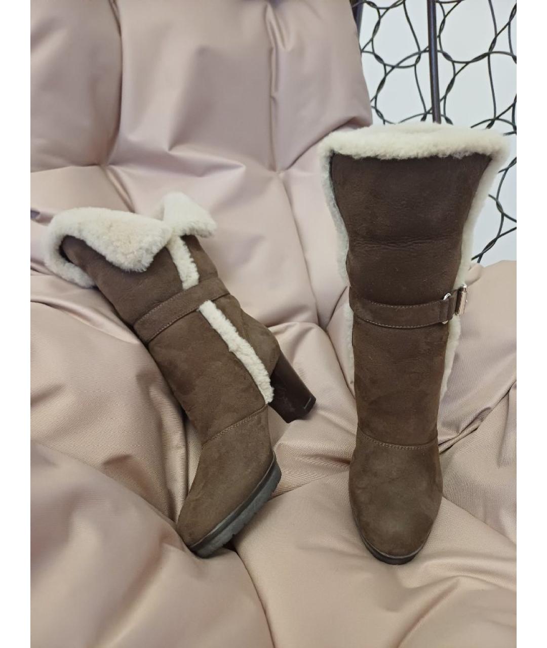 GIANVITO ROSSI Коричневые замшевые полусапоги, фото 5