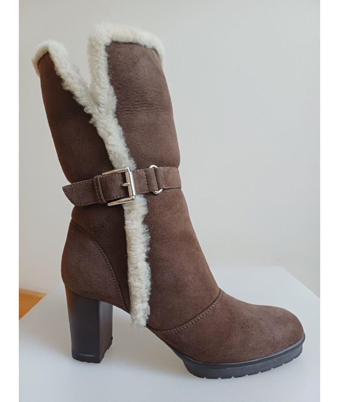 GIANVITO ROSSI Коричневые замшевые полусапоги, фото 10