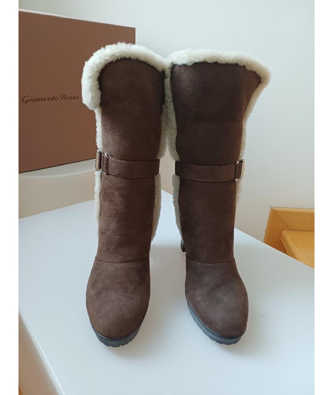 GIANVITO ROSSI Коричневые замшевые полусапоги, фото 7