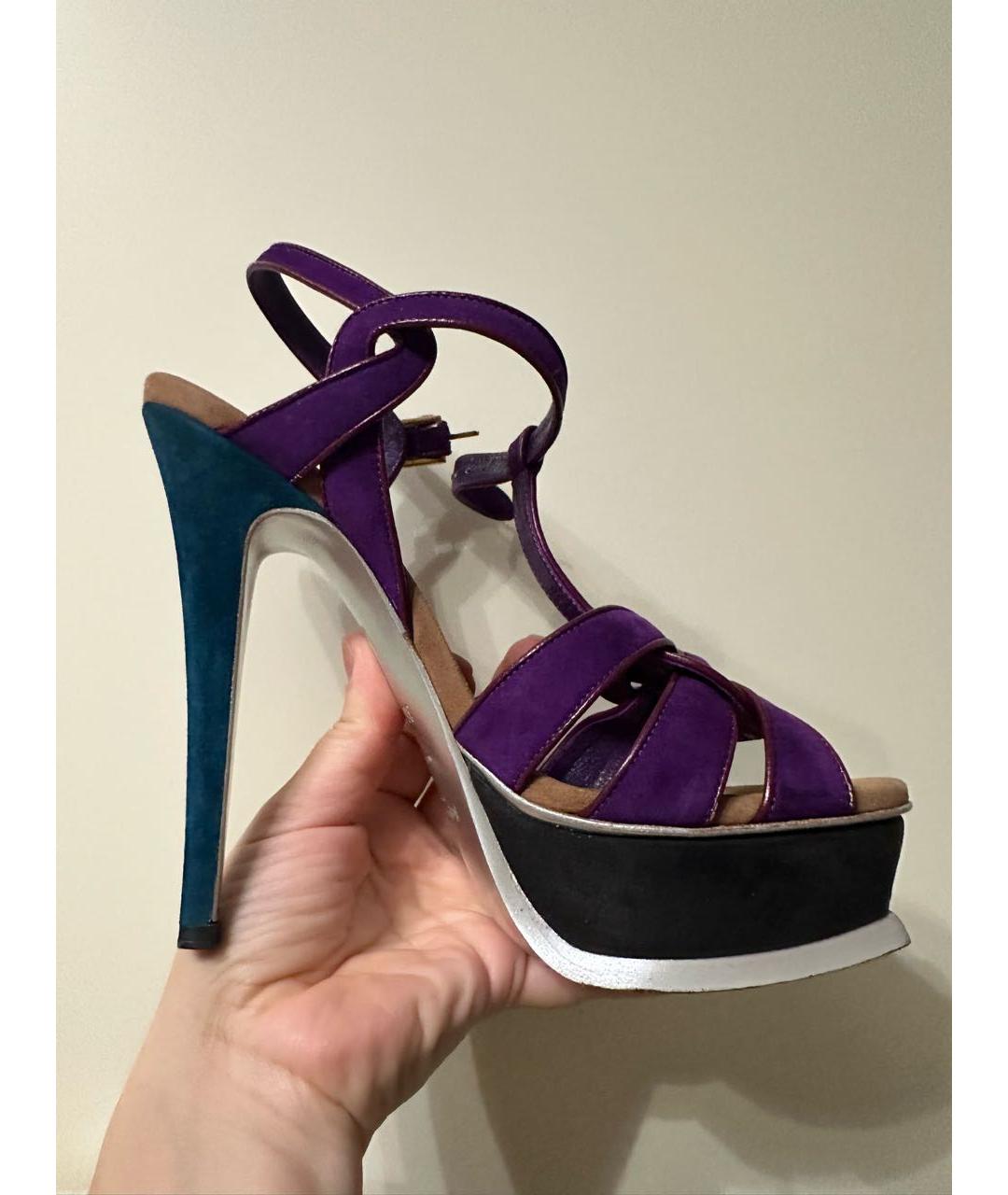 YVES SAINT LAURENT VINTAGE Мульти замшевые босоножки, фото 5