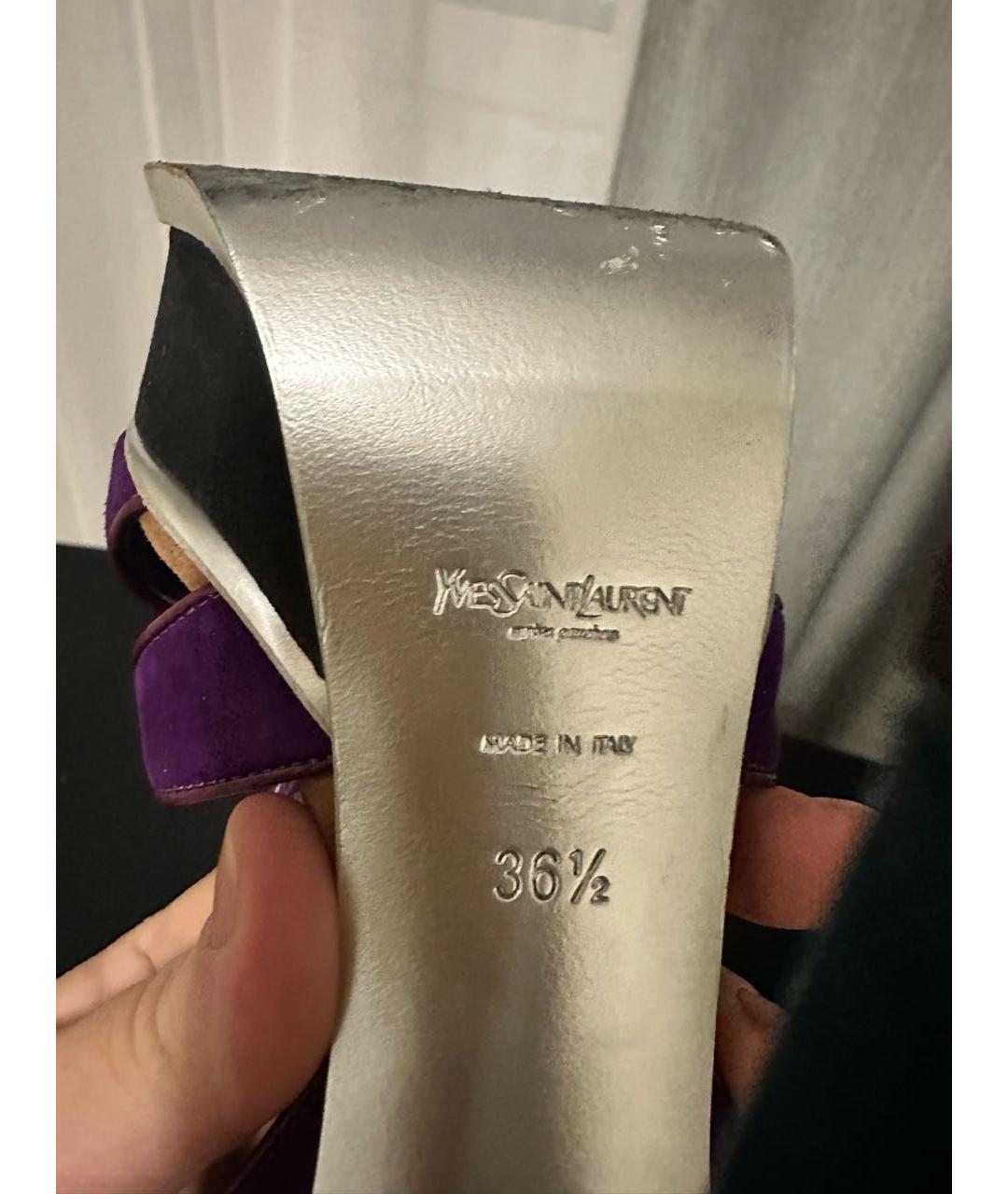 YVES SAINT LAURENT VINTAGE Мульти замшевые босоножки, фото 3