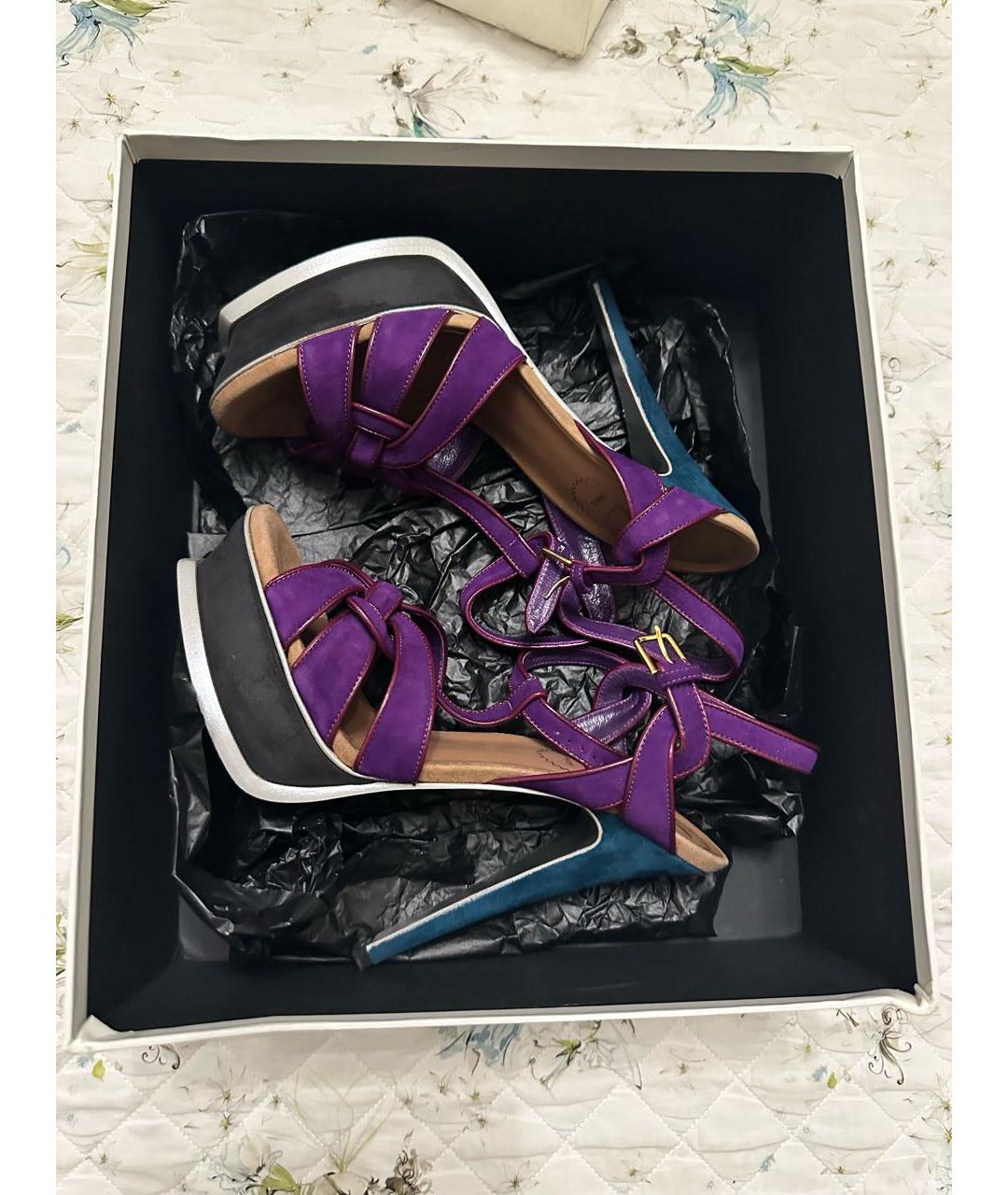 YVES SAINT LAURENT VINTAGE Мульти замшевые босоножки, фото 4