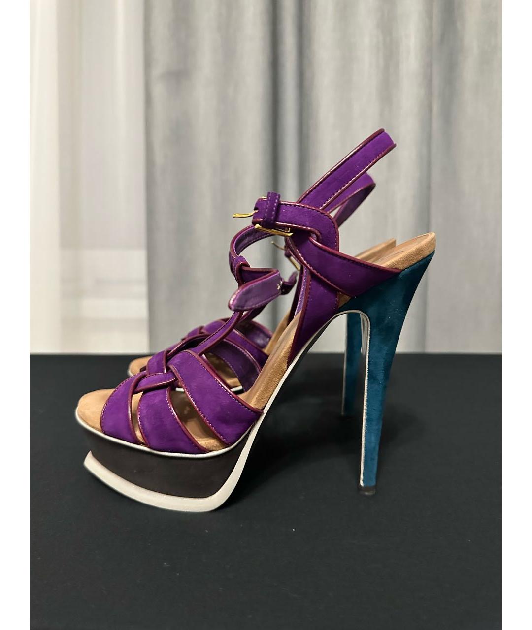 YVES SAINT LAURENT VINTAGE Мульти замшевые босоножки, фото 6