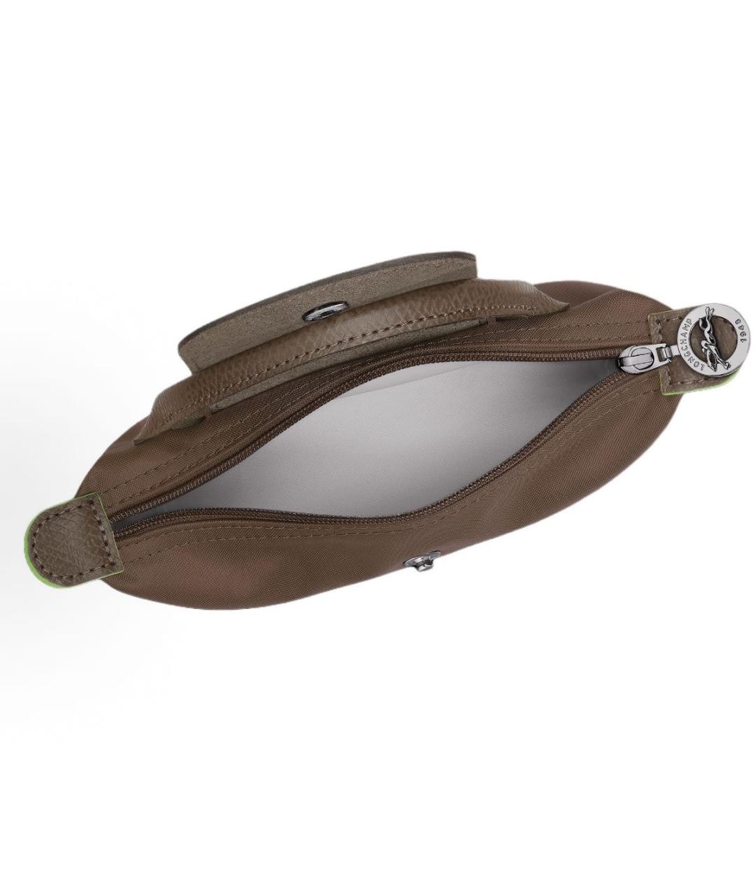 LONGCHAMP Коричневая тканевая сумка с короткими ручками, фото 4