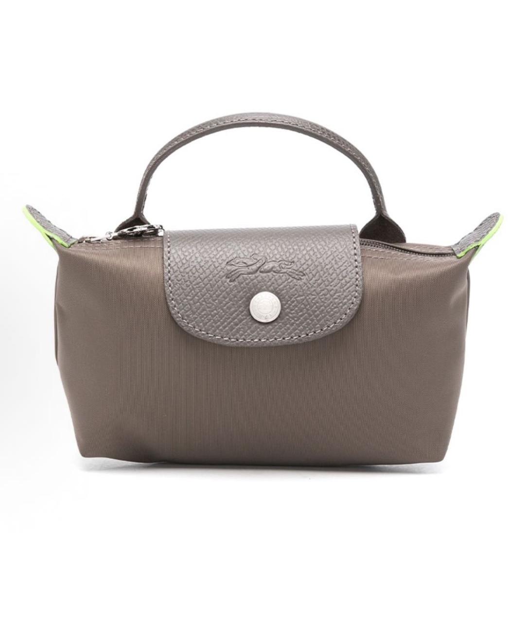 LONGCHAMP Коричневая тканевая сумка с короткими ручками, фото 8